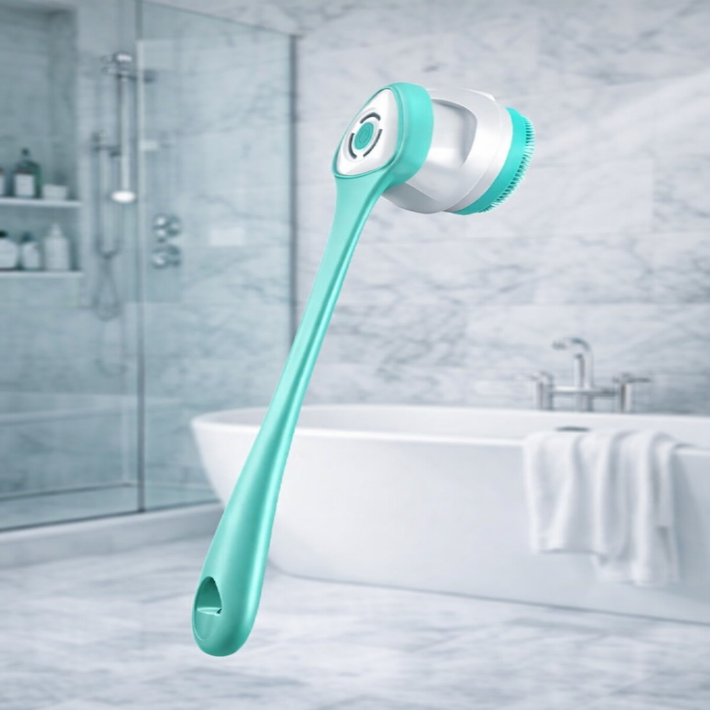 💆‍♂️💦 Elektryczna szczotka masująca pod prysznic – wodoodporna, silikonowa, 5 głowic