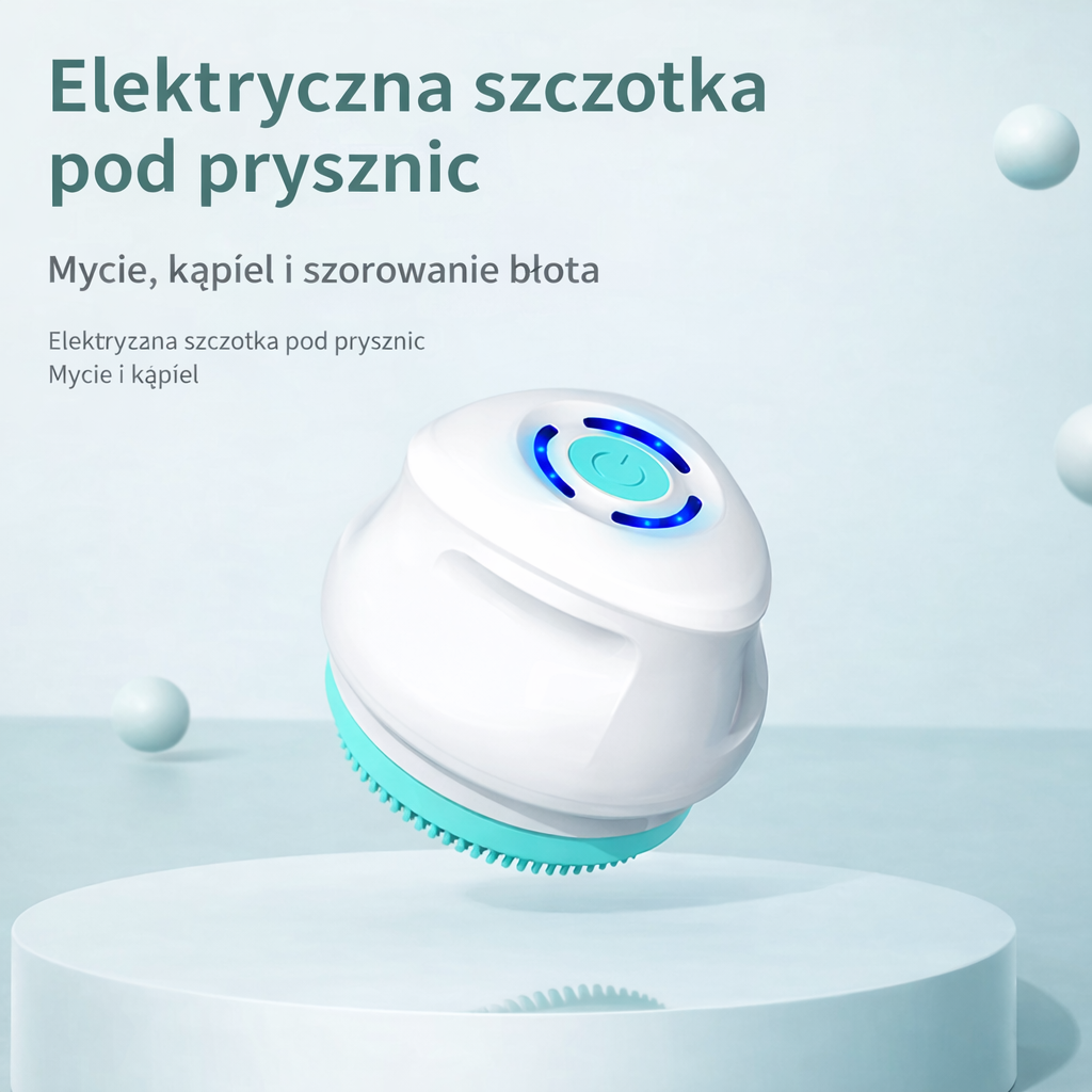 💆‍♂️💦 Elektryczna szczotka masująca pod prysznic – wodoodporna, silikonowa, 5 głowic