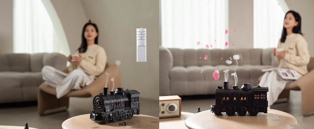 🚂 Dyfuzor aromatów „Lokomotywa” 💨 z efektem dymu i światłem LED 💡