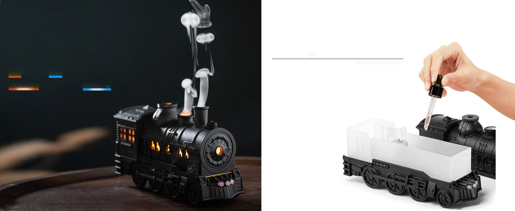 🚂 Dyfuzor aromatów „Lokomotywa” 💨 z efektem dymu i światłem LED 💡